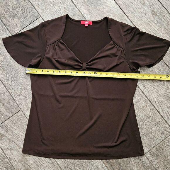 Anne Klein Sport Brown Short Sleeve Top Size L - Picture 3 of 8